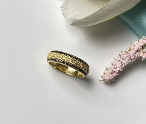 Anillo de Boda de Plata de Ley 925 para Mujer, Anillo de Compromiso de Eternidad Completa con Circonita Cúbica, Anillo Apilable con Piedras Negras - Product Image 3