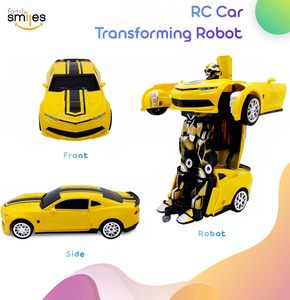 ของเล่นรถหุ่นยนต์ RC แบบแปลงร่างได้สำหรับเด็กพร้อมรีโมทคอนโทรล สีเหลือง - Product Image 2