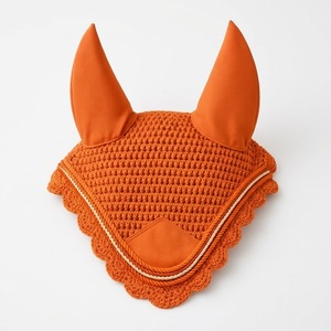 NOUVEAU Voile anti-mouches de luxe en maille crochetée bleu sarcelle pour chevaux, avec design silencieux, oreilles pointues, bordure en cordon et protection anti-moustiques - Product Image 4
