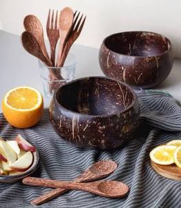 Natural Coconut Shell Bowl Eco Friendly Round Serving Bowl Polished Brown Sustainable <b>Dinnerware</b> For Salad Dessert - Product Image 2
