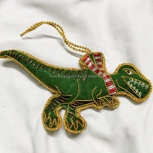 Adventouras Dinosaur Christmas Hanging Ornament with <b>Winter</b> Scarf Handcrafted Embroidery Xmas Tree <b>Decoration</b> Gift - Product Image 1