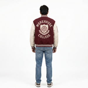 Blouson universitaire personnalisé pour homme avec corps en laine Melton, manches en cuir et broderie – Style streetwear, blouson de baseball universitaire – Fournisseur OEM - Product Image 2