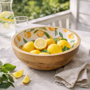 Plateau de table en bois de manguier naturel brillant avec émail, écologique, sculpté à la main, bol à salade naturel en bois de pêche, vaisselle de cuisine pour la maison - Product Image 5