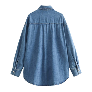 Vestido Camisero Vaquero Personalizable para Mujer, Manga Larga y Corte Holgado, para Salidas de Otoño, Atuendo Casual de Verano - Product Image 5