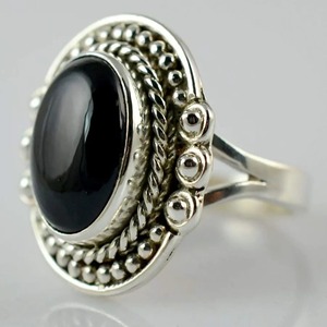 Black Onyx <b>Ring</b> 925 Sterling <b>Silver</b> Handmade Promise <b>Ring</b> for Women Oval Gemstone <b>Statement</b> <b>Ring</b> Gift July Birthstone Month - Product Image 1