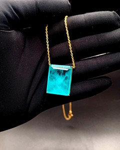 Collier pendentif en quartz bleu aqua, bijoux en pierres précieuses naturelles, collier en pierre de guérison fait main, cadeau - Product Image 5