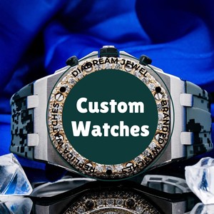 Precioso nuevo reloj de moissanita de muñeca Hip Hop de moda para hombres hecho con diamantes redondos de corte brillante y banda de goma verde - Product Image 2