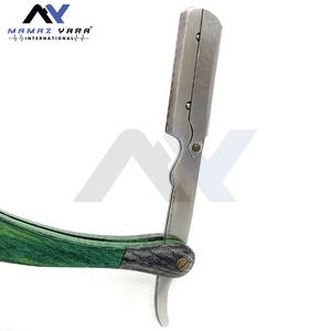 Navajas de afeitar de barbería de hoja única con mango de madera y hoja de acero inoxidable, con bloqueo de seguridad, para el cuidado personal, con logotipo personalizado y empaque personalizado - Product Image 5