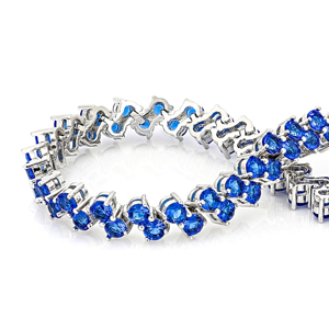Pulsera de tenis para mujer de plata 925 con baño de rodio y zafiro azul, estilo clásico para uso diario - Product Image 3
