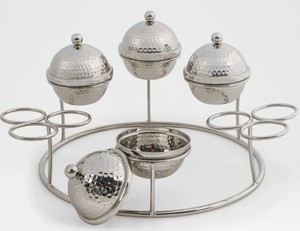 Arabic 4 Piece Serving Bowl Set with Stand Covered Dates Nuts Dry Fruit <b>Sweets</b> Snack Bowls Tableware Serving for Ramadan <b>Party</b> - Product Image 5