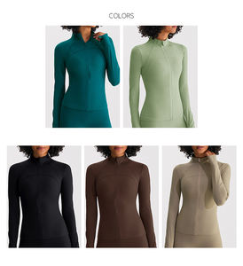 Vêtements de fitness pour femmes, hauts de yoga sans couture, couleurs unies, manches longues, crop tops de sport, ensembles de yoga respirants et à séchage rapide - Product Image 1