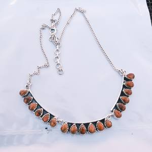 Collar de Concha de Ostra Espinosa Naranja Natural, Plata de Ley 925, Ajustable, Hecho a Mano, Collar con Diseño de Racimo, Joyería - Product Image 6