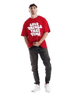 Camiseta Oversize para Hombre de Algodón con Hombros Caídos, Manga Corta, Estampado Gráfico, Bajo sin Rematar, Estilo Urbano y Ajuste Holgado - Product Image 4