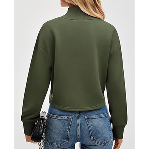 เสื้อโอเวอร์ไซส์ทรงหลวมสำหรับผู้หญิง ผ้าโพลีเอสเตอร์/คอตตอนเทอร์รี่ คอเต่า ปักโลโก้ตามสั่ง งานพิมพ์ลายเรียบๆ สวมใส่สบายๆ สไตล์ลำลอง - Product Image 5