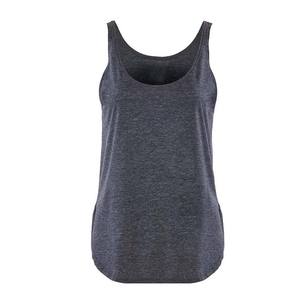 Camiseta sin mangas clásica de diseño en algodón/spandex con logo frontal, totalmente elástica, cuello en U acanalado, para mujer, ropa deportiva. - Product Image 1