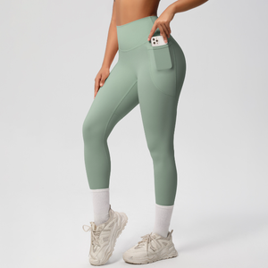 Leggings de sport pour femmes à taille haute avec logo personnalisé, sans couture, vert menthe, pour la remise en forme et le yoga - Product Image 5
