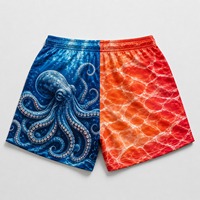 Summer Sun Coast Wear Sublimation Print Patterns Screen Printed Brand logo Drawstring Elastic Waistband Mesh Footy Shorts Men