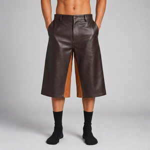 Pantalones Cortos de Cuero Personalizados de 500 GSM, Estilo Longline, Corte Holgado, para Marcas de Moda - Product Image 6