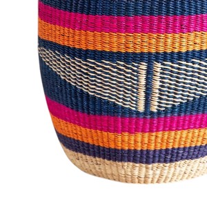 Cesta de mimbre marino al por mayor con diseño de bloques de color a rayas, contenedor de almacenamiento y cesto de ropa sucia con asas - Product Image 4