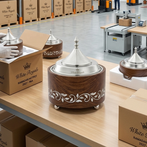 Olla de Madera de Lujo con Incrustaciones de Madreperla y Revestimiento Aislante de Acero Inoxidable, Ideal para Gulf Majlis y Ramadán - Product Image 6