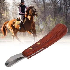 Coupe-ongles pour chevaux et bovins, manche en bois de caoutchouc, 2 pièces, couteau à ongles ovale multifonctionnel pour fermeur de chevaux - Product Image 5