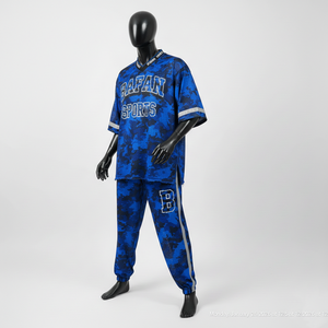 Conjunto de Pantalones Deportivos de Malla de Poliéster Transpirable para Hombre, 180 GSM, Azul, Negro, Camuflaje, Panel Lateral Sublimado, Logotipo Personalizado, 2 Piezas - Product Image 4