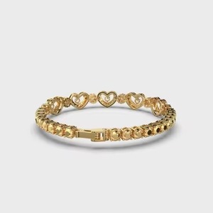 Heart & Dots Moissanite Studded <b>Bangle</b> <b>Bracelet</b> 18K Yellow Gold for Certified Unisex Trendy Butterfly Shape - Product Image 6