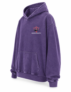 Sudadera con capucha morada personalizada al por mayor, unisex, oversize, estilo streetwear, con bolsillo canguro y puños acanalados - Product Image 5