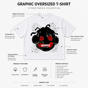 เสื้อยืดแขนสั้นสีขาวสำหรับผู้ชาย พิมพ์ลายการ์ตูนมอนสเตอร์ พิมพ์ลายสกรีน คอกลม สไตล์สตรีท ทรงปกติ สั่งทำพิเศษ - Product Image 5