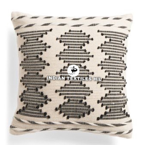 Tufted Boho Wool Cushion Cover By Indian Textiles H/L Handwoven Decorative <b>Throw</b> <b>Pillow</b> Luxury Boho <b>Pillow</b> - Product Image 5