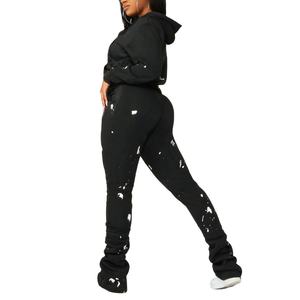 Ensemble de survêtement double inclinaison en molleton 100 % coton, teint en pièce, respirant, de haute qualité et écologique pour femme, 300 g, vente en gros - Product Image 5