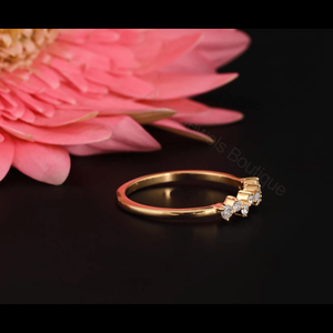 Dainty Diamond Curved <b>Ring</b> 0.23 Ct Natural Diamonds Crown Wedding Band Minimal <b>Stacking</b> <b>Ring</b> - Product Image 4