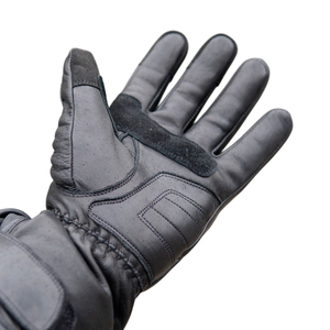 Guantes de Motocicleta Deportivos Unisex de Cuero Negro con Protección en los Nudillos, Palma Acolchada, Correa de Muñeca Ajustable y Puño Tipo Guantelete - Product Image 2