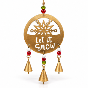 Adorno Navideño de Pared con Patrón de Escarcha, Diseño de Cristal de Nieve Cortado con Láser, Colgantes de Campanas y Suspensión de Cuerda Natural - Product Image 4