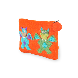 Fait à la main au Népal laine de mouton de haute qualité avec tissage plat tissé technique fermeture à glissière Couple chauve-souris conception dames porte-monnaie - Product Image 4