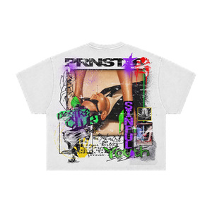 T-shirt streetwear oversize pour homme, manches courtes, jersey de coton, logo imprimé au dos, col rond, coupe classique, design à motifs - Product Image 1