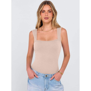 Body côtelé tendance en mélange de coton doux, ajusté, une pièce, décontracté, haut de mode, fabricant de body gainant sans couture pour femme - Product Image 4