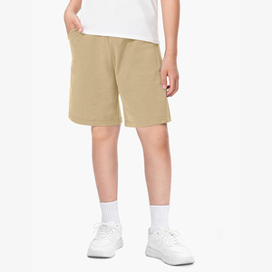 Pantalones Cortos Deportivos de Felpa Francesa de Algodón Color Caqui para Niños, para Uso Diario, Fútbol, Baloncesto, con Bolsillos - Product Image 3