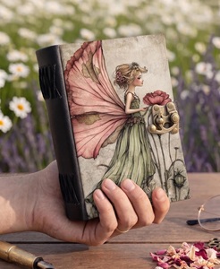200 Sheets Handmade Fairy Leather Journal Deckle Edge Notebook Vintage Storybook Diary Cottagecore <b>Book</b> Shadows Herb <b>Gift</b> - Product Image 3