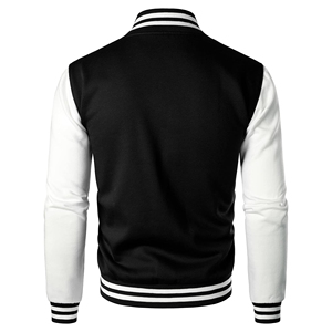 Custom High Quality <b>Men</b> Black Varsity <b>Jacket</b> <b>White</b> Leather Sleeve College Bomber Letterman Unisex Baseball <b>Jacket</b> Wholesale OEM - Product Image 3