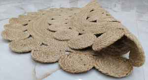 Tapis rond en jute tressé à la main de style bohème, tapis rond en fibres naturelles, décoration rustique chic pour la maison - Product Image 3