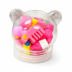 Juego de papelería, juego de borradores de dibujos animados, borradores de goma novedosos de plástico rosa, amarillo y azul para la escuela, oficina, regalo - Product Image 1
