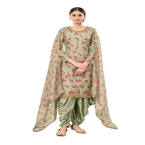 印度和巴基斯坦风格网，刺绣作品Patiyala Salwar Kameez套装，适合女性性感连衣裙和Kurtis Lehenga