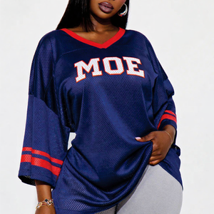 Camisetas Deportivas Extra Grandes Personalizadas, Cuello en V, Transpirables, Ropa Urbana, Logotipo Personalizado, Sublimación OEM, Camiseta de Fútbol Americano - Product Image 1