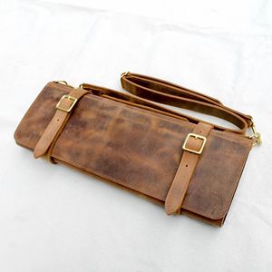 Mochilas de Cuero Crazy-Horse de Nuevo Diseño, Bolsa Enrollable para Cuchillos de Chef Profesional, Ranuras para Cuchillos, Bolsa de Almacenamiento Portátil LKR-0317 - Product Image 1