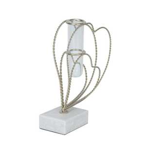 Jarrón de Mesa Moderno y Elegante de Metal Negro con Base de Mármol, 27.5 cm de Altura, para Agua, Centro de Mesa Decorativo - Product Image 3