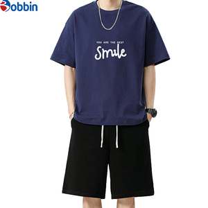 BOBBIN INDUSTRIES Conjunto Deportivo Informal Unisex Cómodo de Manga Corta, Camiseta y Pantalones Deportivos, Tejido Transpirable de Felpa, Poliéster/Algodón - Product Image 3
