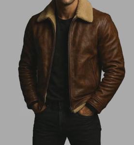 Veste en cuir décontractée pour homme, automne-hiver, fermeture éclair, coupe slim, manches longues, veste en cuir tendance, veste de moto - Product Image 2