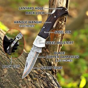 Cuchillo Plegable de Acero Inoxidable con Punta de Gota, Grado Industrial, Hoja Recta, Portátil, de Bolsillo, Mango de Madera, EDC, OEM - Product Image 6