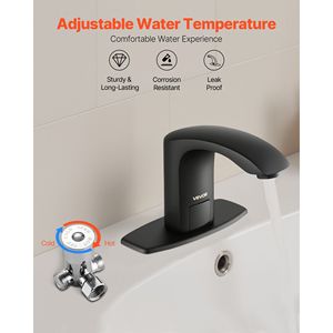Rubinetto Automatico per Lavabo Bagno con Sensore di Movimento, Senza Contatto, Regolabile, a Batteria, con Copertura per Foro del Rubinetto del WC - Product Image 4